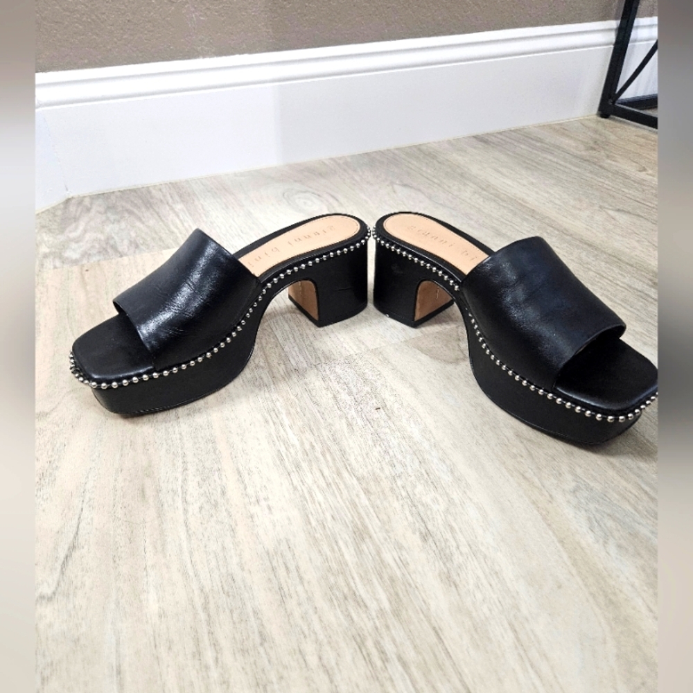Gianni Bini Black Studded Platform Mules Size 7